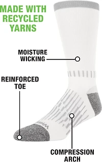 Wrangler Men's Durable Peak Half Cushion Crew Work Socks 6pk