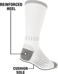 Wrangler Men's Durable Peak Half Cushion Crew Work Socks 6pk