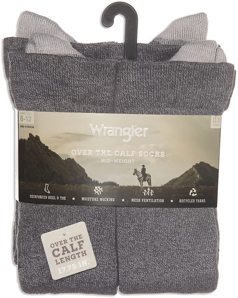 Wrangler Men's Wyatt Western Cowboy Boot Socks 3 Pack