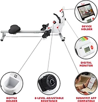 Sunny Health & Fitness SMART Compact Foldable Magnetic Rowing Machine with Bluetooth