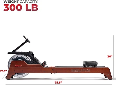 Sunny Health & Fitness Vertical Hydro Wooden Water Rowing Machine