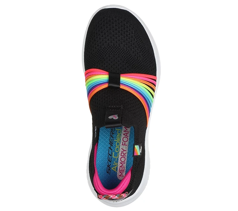 SKECHERS Kids' Preschool Ultra Flex 3.0 Rainbow Lace Slip On Shoes
