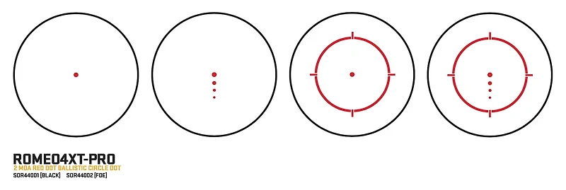 SIG SAUER ROMEO4XT Pro 1x20 2 MOA Red Ballistic Circle Dot Multi Reticle Sight