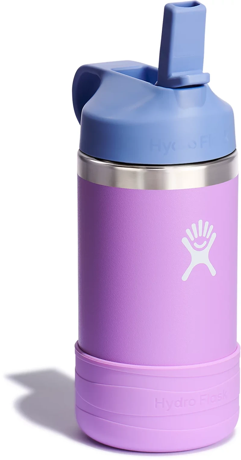 Hydro Flask 12 oz Wide Mouth Kids Water Bottle with Straw Cap and Boot