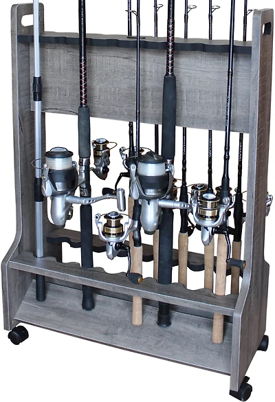 Rush Creek Double-Sided 16-Rod Rolling Storage Rack