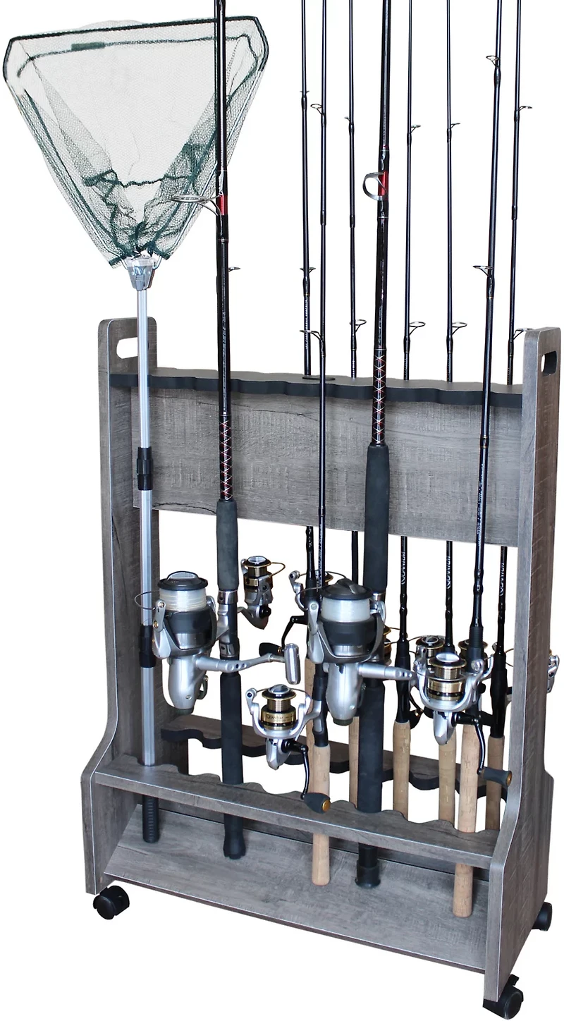 Rush Creek Double-Sided 16-Rod Rolling Storage Rack