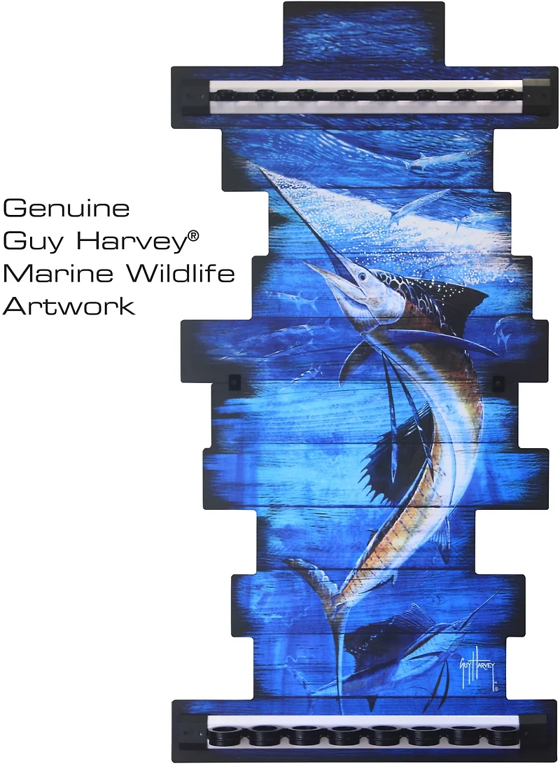 Rush Creek Guy Harvey Fish 8-Rod Wall Storage Rack