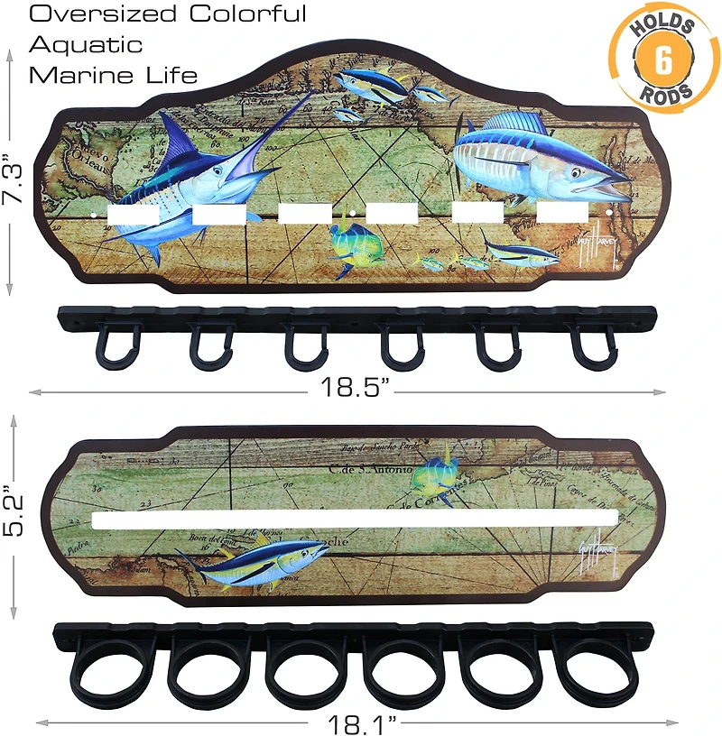 Rush Creek Guy Harvey 6-Rod Wall Storage Rack