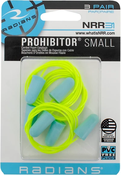 Radians FP75 Prohibitor Small Foam Ear Plugs 3-Pack