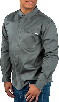 Habit Men's Garment Washed Woven Button Up Long Sleeve Shirt