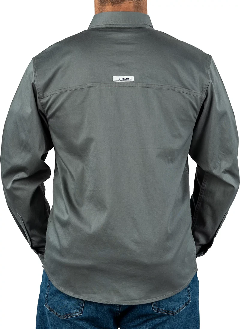 Habit Men's Garment Washed Woven Button Up Long Sleeve Shirt