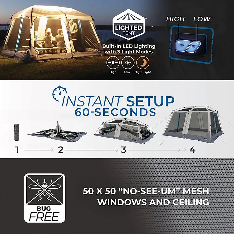 CORE Equipment 12 ft x 10 ft Lighted Instant Screen House