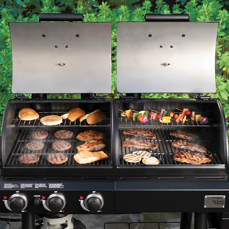 Char-Griller Texas Trio 3-Burner Gas and Charcoal Grill and Smoker