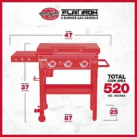 Char-Griller Flat Iron 3-Burner Gas Griddle with Lid