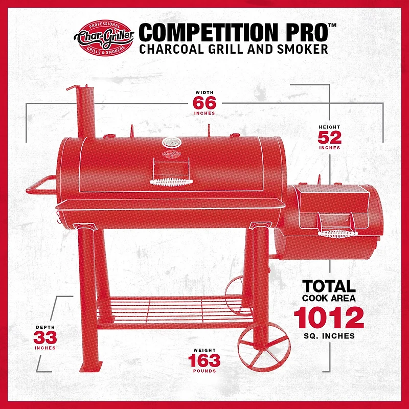 Char-Griller Competition Pro Barrel Grill and Offset Smoker