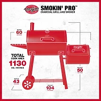 Char-Griller Smokin Pro Barrel Charcoal Grill and Offset Smoker