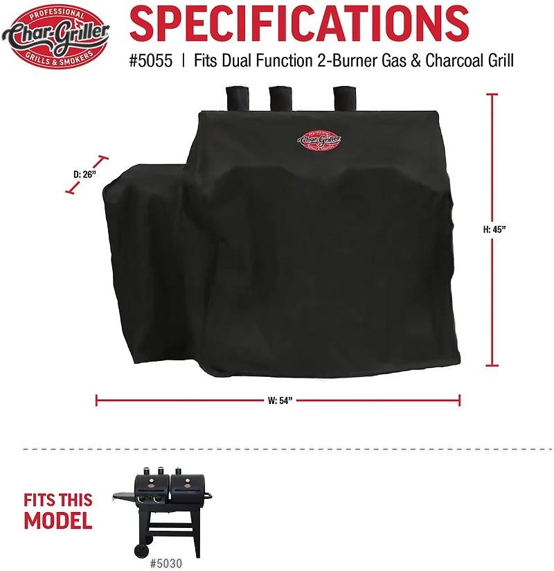 Char-Griller Dual Function Gas and Charcoal Grill Cover