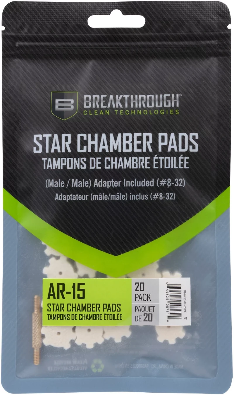 Breakthrough Clean Technologies 8-32 Threads (Male/Male) AR-15 Chamber Star Pads 20-Pack