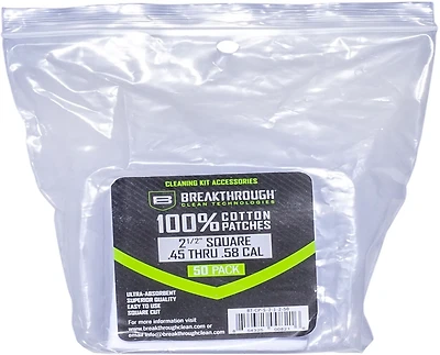 Breakthrough Clean Technologies 2.5 in .45-.58 Caliber Cotton Patches 50-Pack