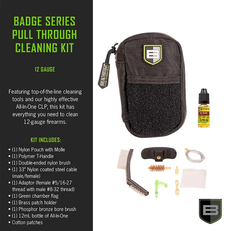 Breakthrough Clean Technologies Badge Series Pull-Through Cleaning Kit with Molle Pouch