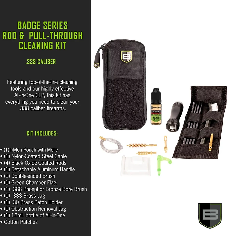 Breakthrough Clean Technologies Badge Series Rod and Pull-Through Cleaning Kit with Molle Pouch