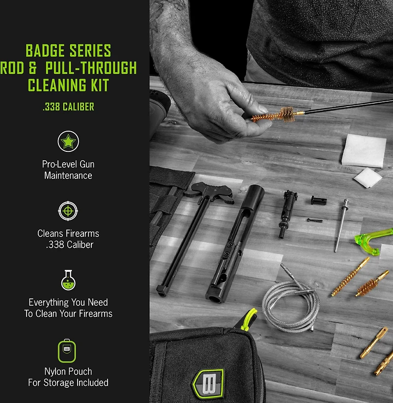 Breakthrough Clean Technologies Badge Series Rod and Pull-Through Cleaning Kit with Molle Pouch