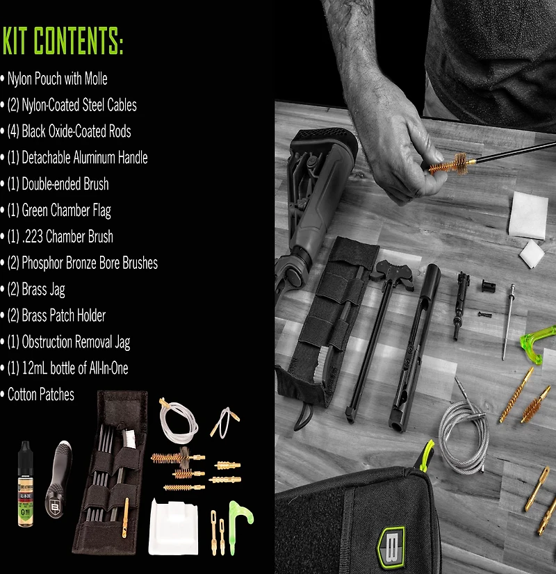 Breakthrough Clean Technologies Badge Series Rod and Pull-Through Cleaning Kit with Molle Pouch