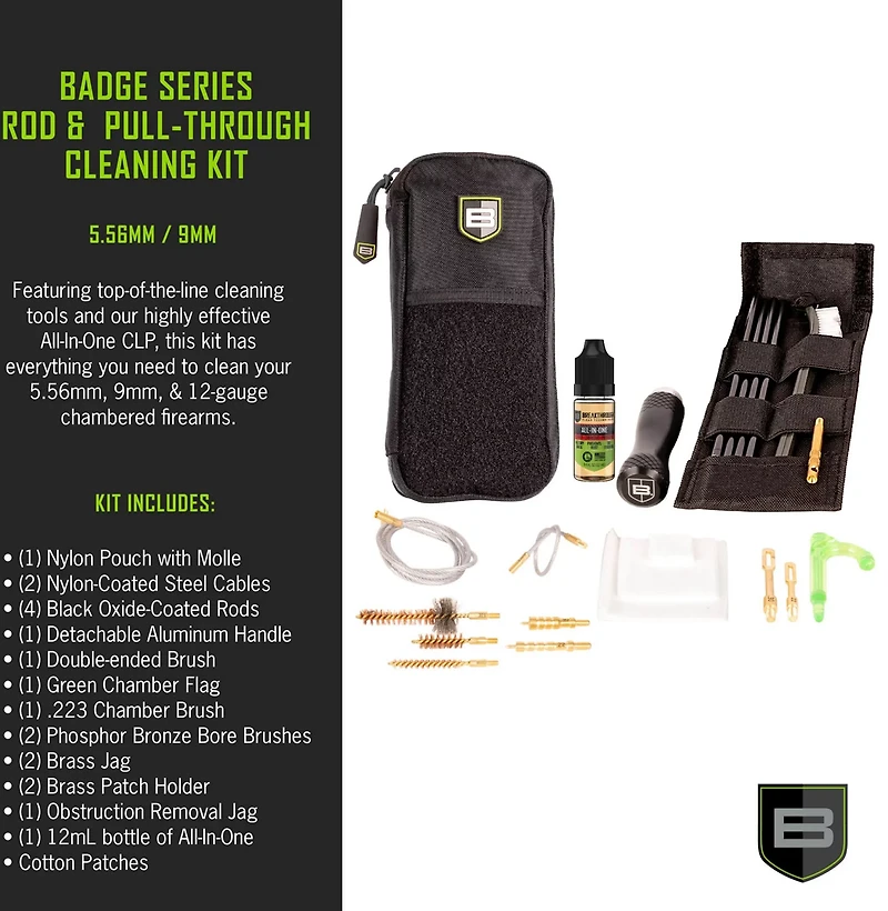Breakthrough Clean Technologies Badge Series Rod and Pull-Through Cleaning Kit with Molle Pouch