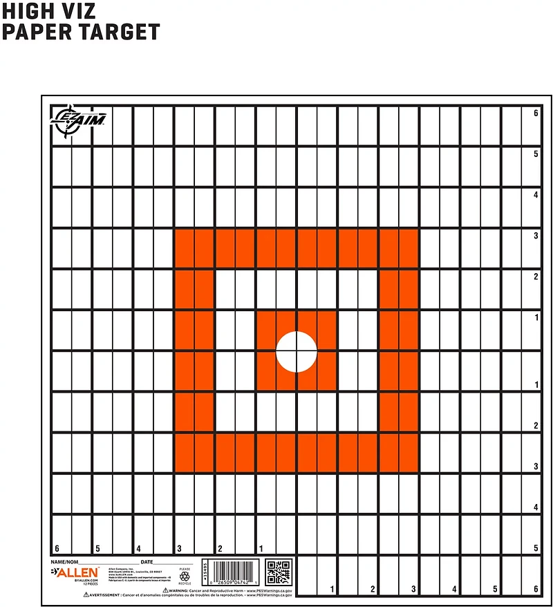 Allen Company EZ Aim 12 in Square Paper Shooting Targets with Sight-in Grids 12-Pack