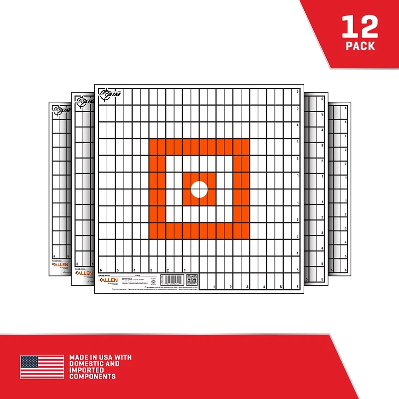 Allen Company EZ Aim 12 in Square Paper Shooting Targets with Sight-in Grids 12-Pack