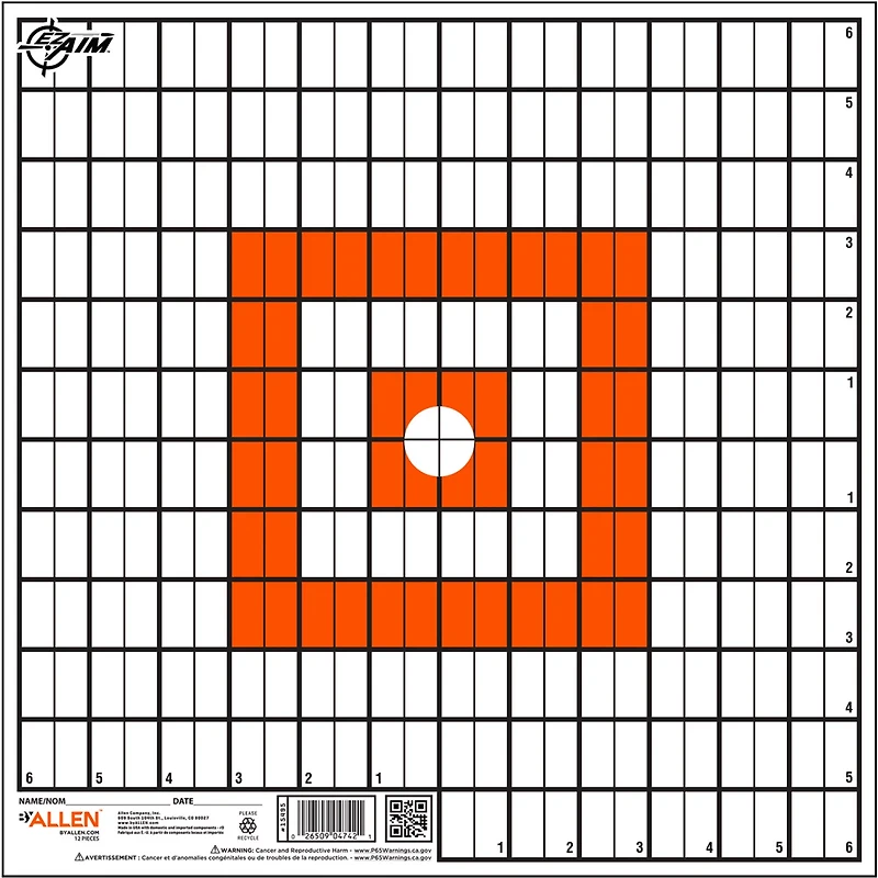 Allen Company EZ Aim 12 in Square Paper Shooting Targets with Sight-in Grids 12-Pack
