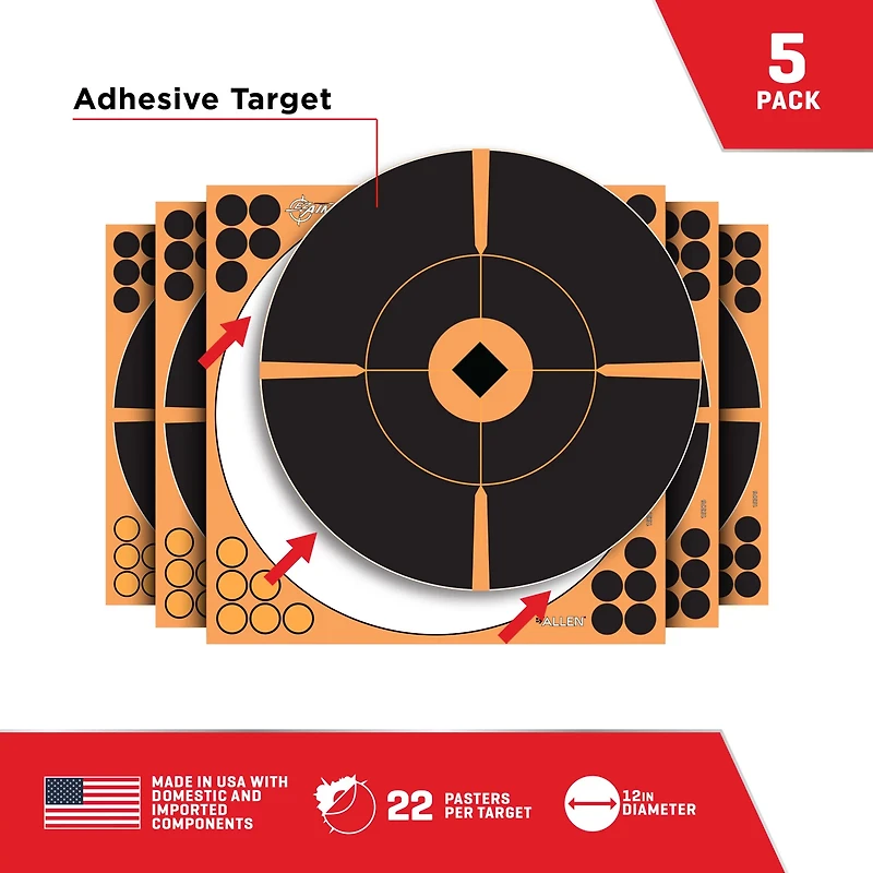 Allen Company EZ Aim 12 in W x 12 in H Adhesive Splash Reactive Paper Shooting Targets 5-Pack
