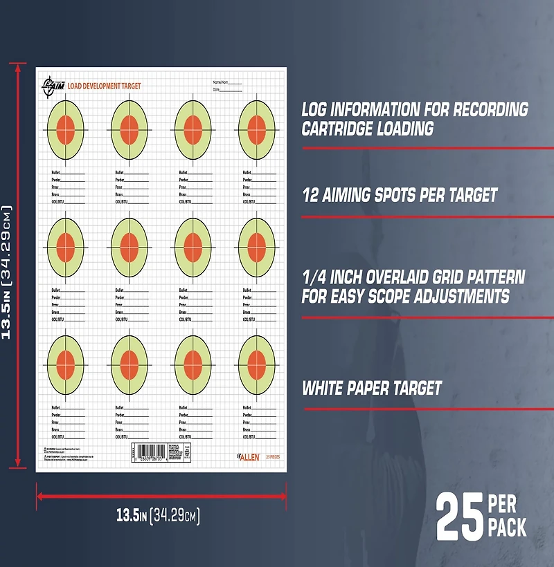 Allen Company EZ Load 13.5 in Square Load Development Paper Shooting Targets 25-Pack