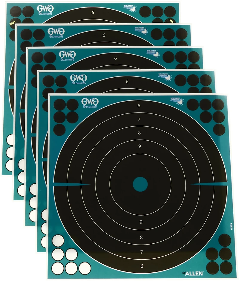 Girls With Guns 12 in W x 12 in H Adhesive Splash Reactive Paper Shooting Targets 5-Pack