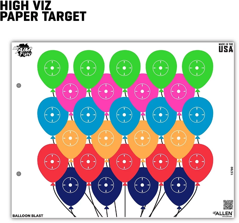 Allen Company EZ Aim FUN Balloon Blast Paper Shooting Targets 4-Pack