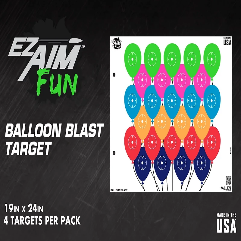Allen Company EZ Aim FUN Balloon Blast Paper Shooting Targets 4-Pack