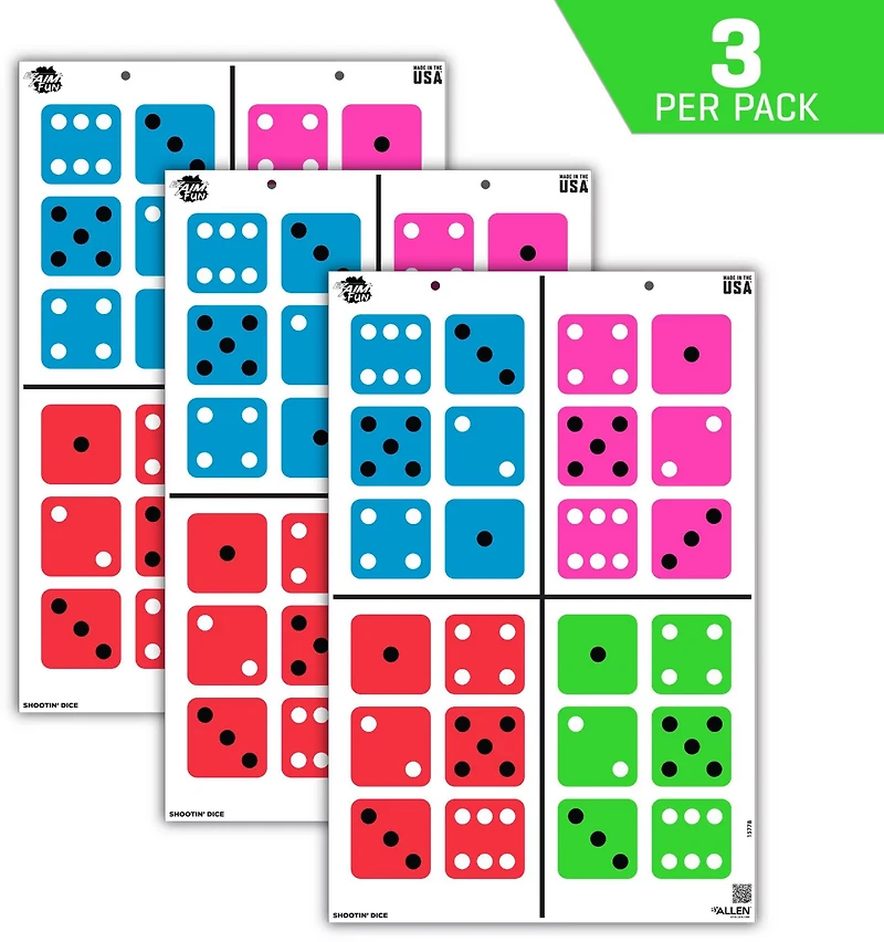 Allen Company EZ Aim FUN Shootin' Dice Paper Shooting Targets 3-Pack