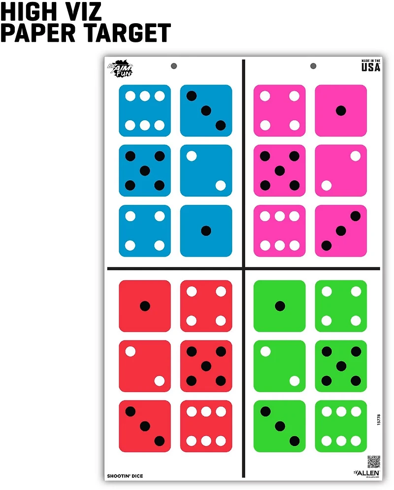 Allen Company EZ Aim FUN Shootin' Dice Paper Shooting Targets 3-Pack