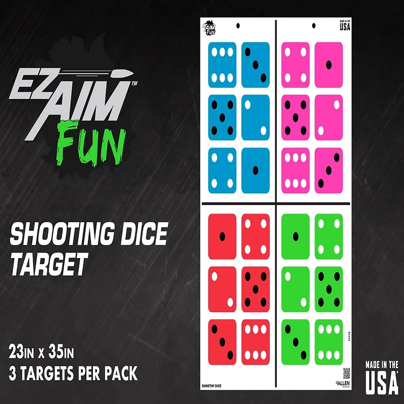 Allen Company EZ Aim FUN Shootin' Dice Paper Shooting Targets 3-Pack