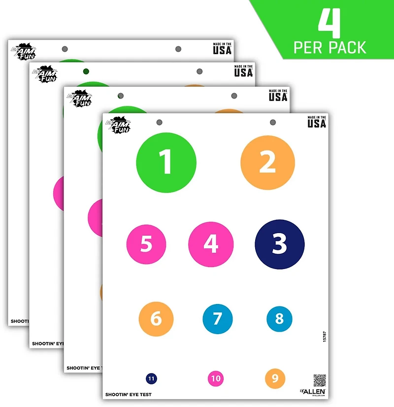 Allen Company EZ Aim FUN Shootin' Eye Test Paper Shooting Targets 4-Pack