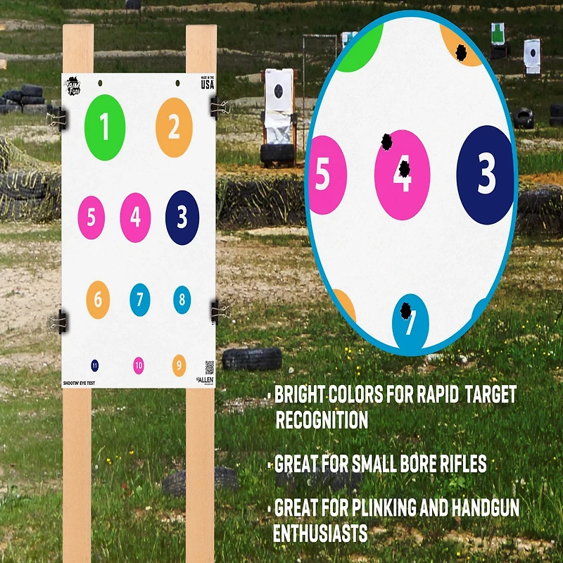Allen Company EZ Aim FUN Shootin' Eye Test Paper Shooting Targets 4-Pack