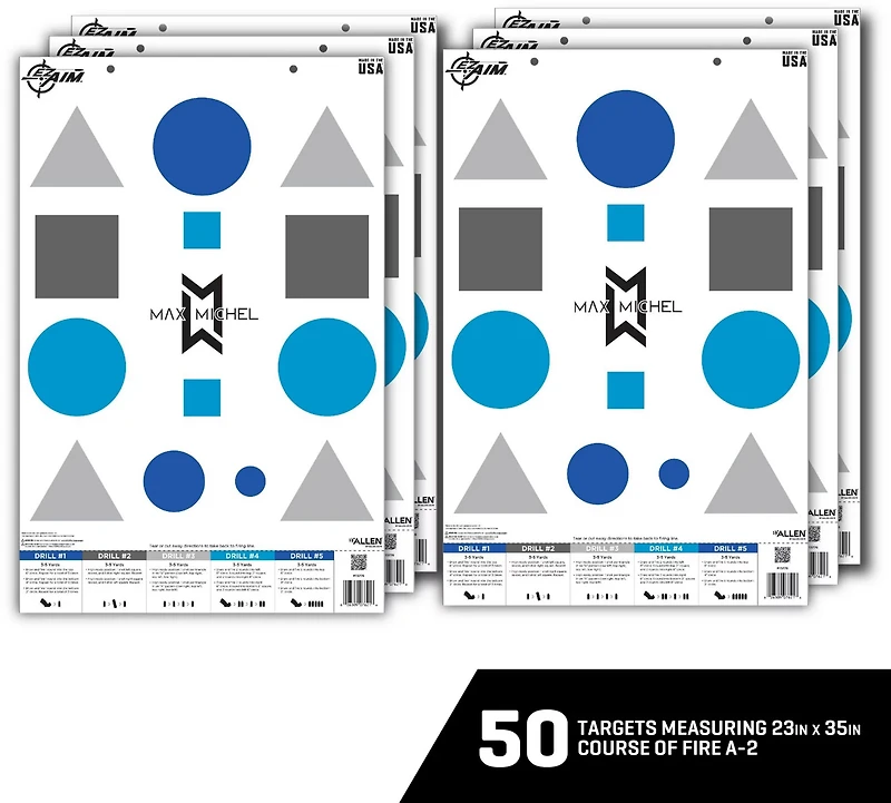 Allen Company EZ Aim Max Michel Course of Fire Training Targets 50-Pack