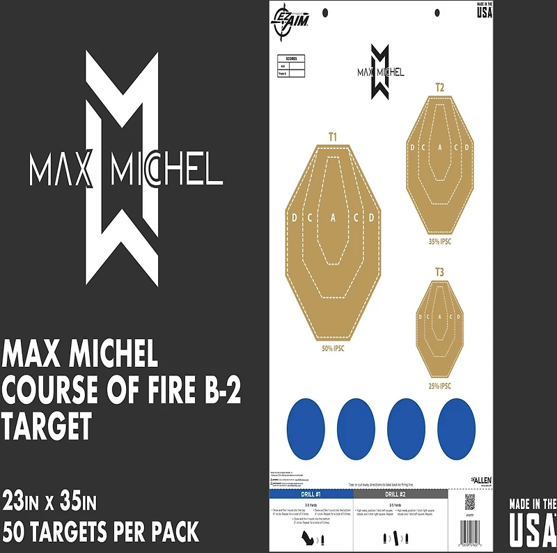 Allen Company EZ Aim Max Michel Course of Fire Training Paper Shooting Targets 50-Pack