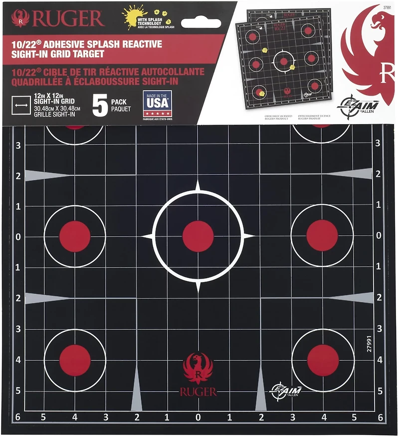 Allen Company Ruger 10/22 Splash Reactive Adhesive Paper Targets 5-Pack