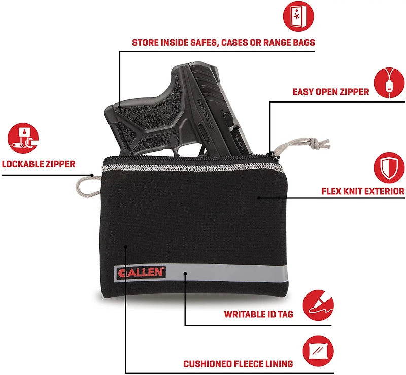 Allen Company Lockable 5 to 7 Handgun Storage Pouch with Writeable ID Label
