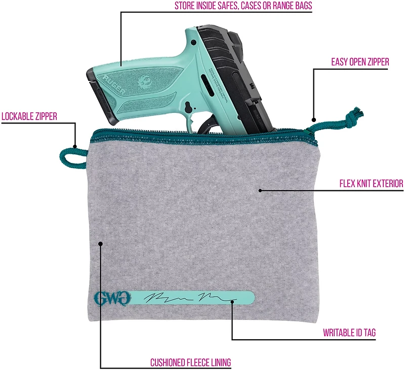 Girls With Guns Lockable Handgun Storage Pouch with Writable ID Label