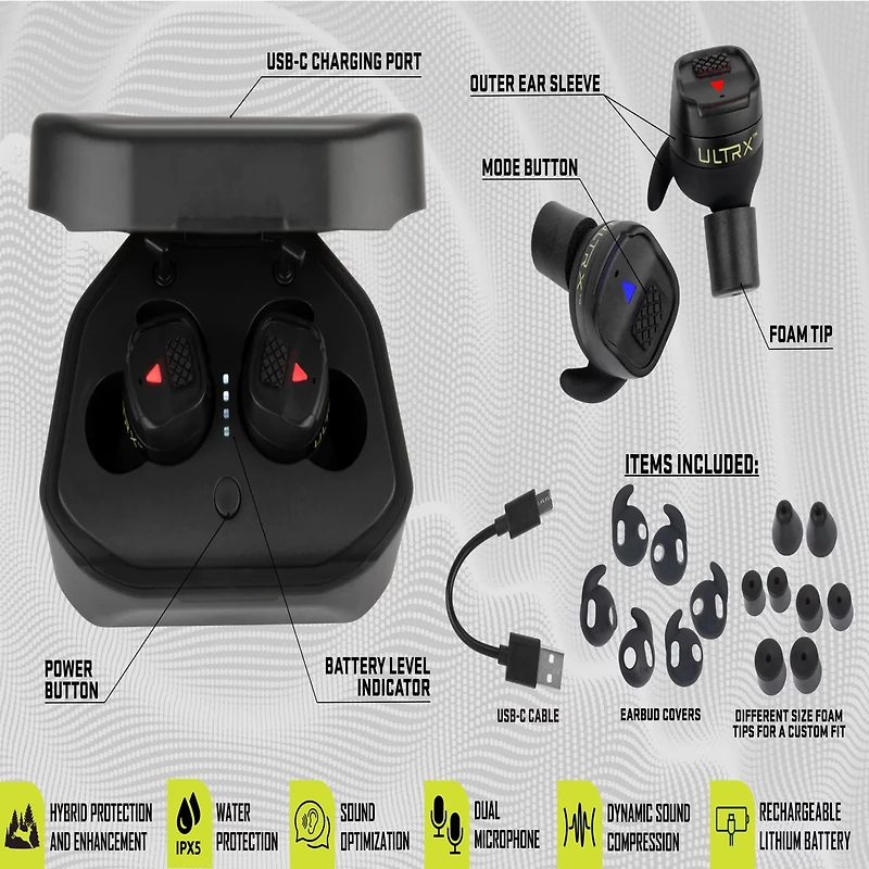 ULTRX Bionic Fuse Bluetooth Earbuds with Charging Case