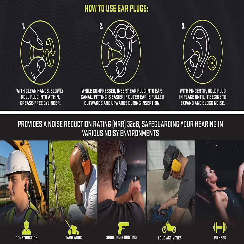 ULTRX Tapered Foam Ear Plugs 25 Pairs