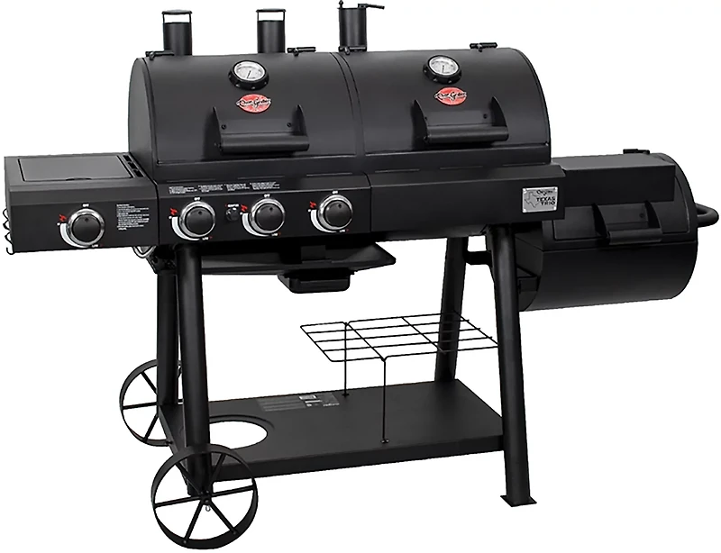 Char-Griller Texas Trio 3-Burner Gas and Charcoal Grill and Smoker