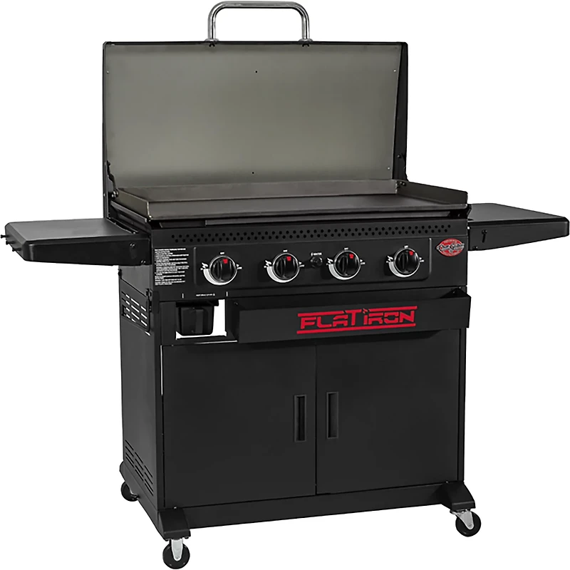 Char-Griller Flat Iron 4-Burner Gas Griddle with Lid